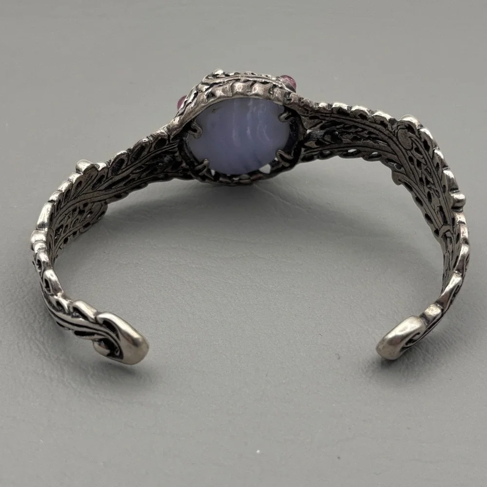Vintage Carolyn Pollack Relios Bracelet Sterling Blue Lace Agate Amethyst